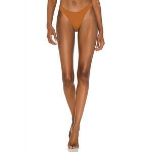 Vitamin A Ribbed High-Cut Bikini Bottom in Rust
